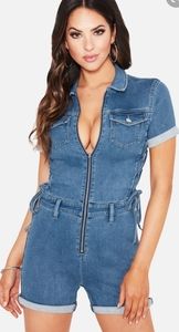 Bebe jean romper jumpsuit size 0 XS XXS NWT